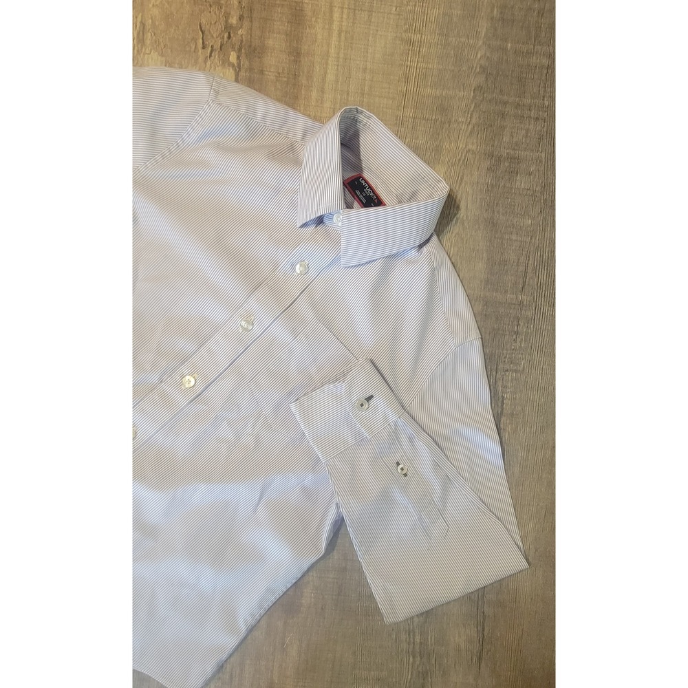 UNTUCKit Boys Size 10 Blue White Pinstripe Cotton Button Down Shirt Pio Cesare